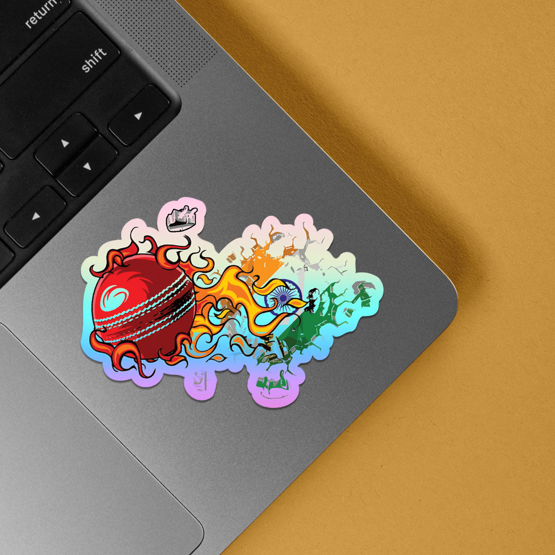 Indian Cricket Team on Fire Holographic Stickers