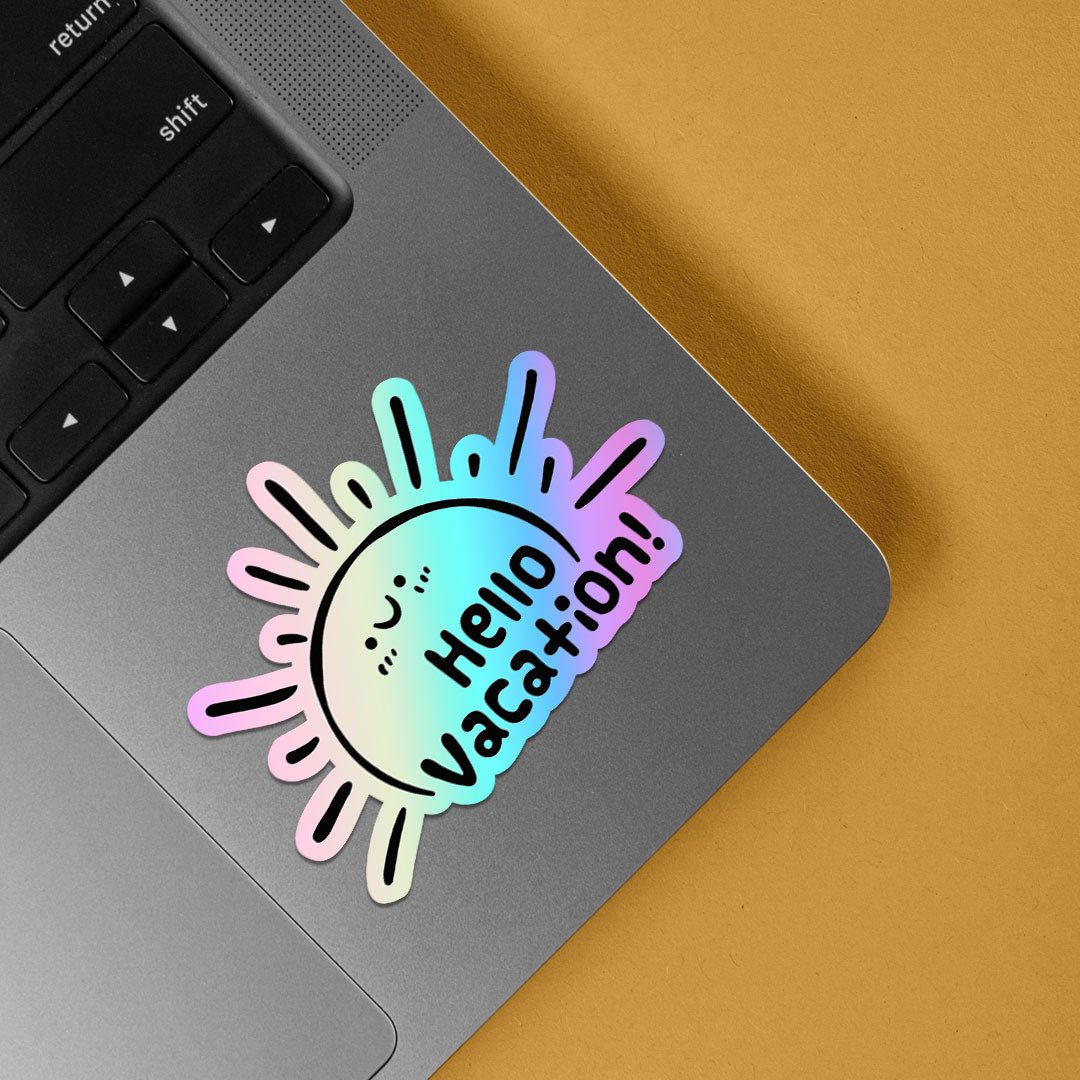 Hello Vacation Holographic Stickers