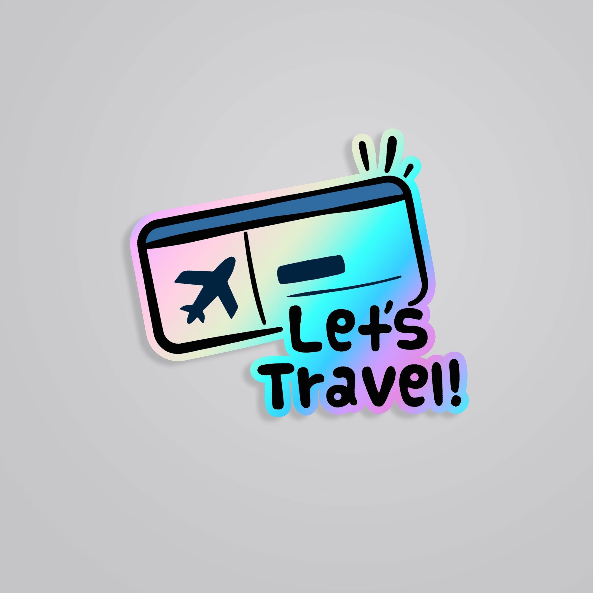 Fomo Store Holographic Stickers Travels Lets Travel