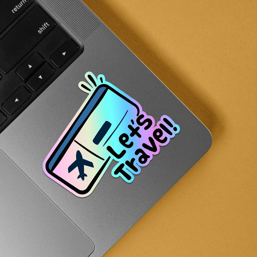 Lets Travel Holographic Stickers