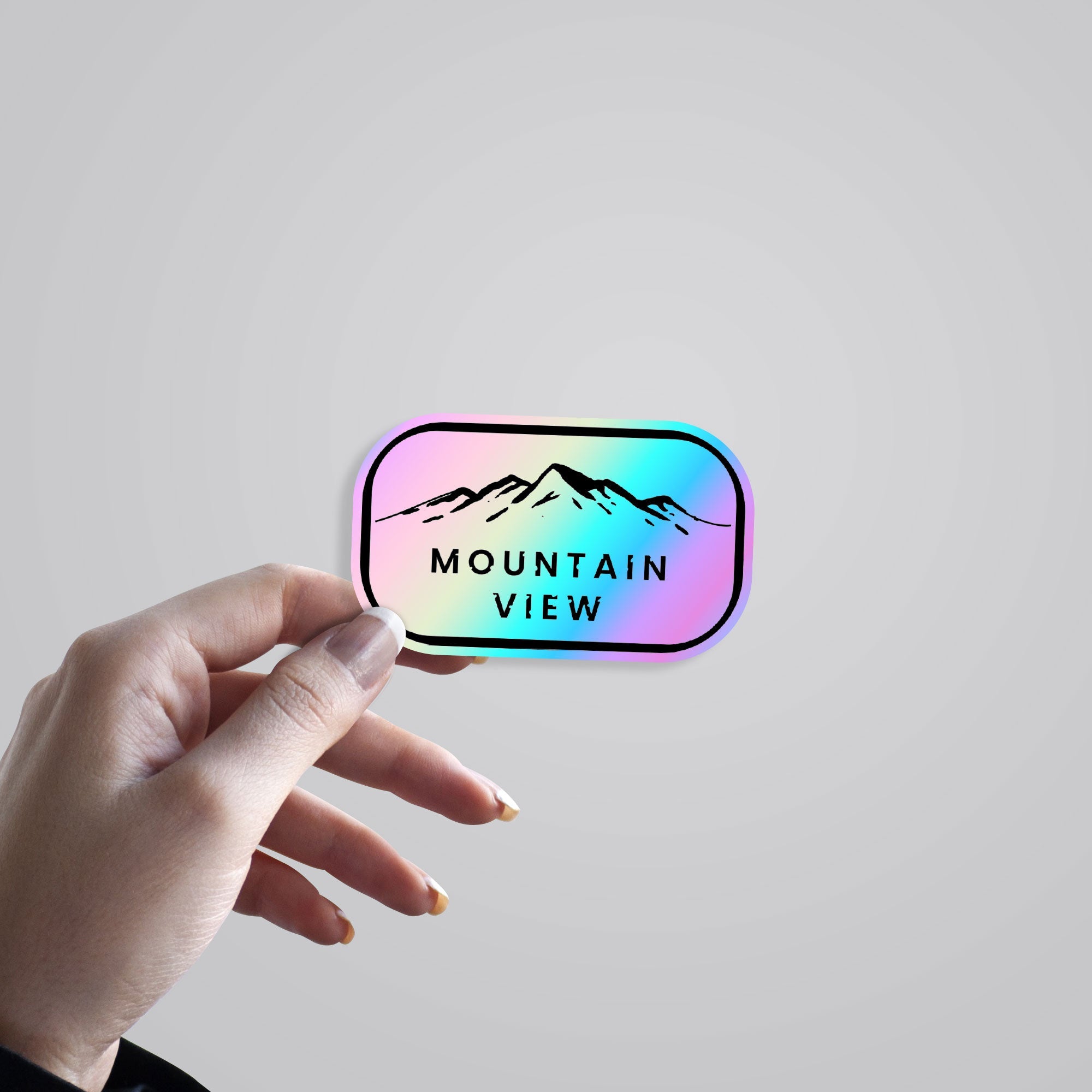 Mountain View Holographic Stickers