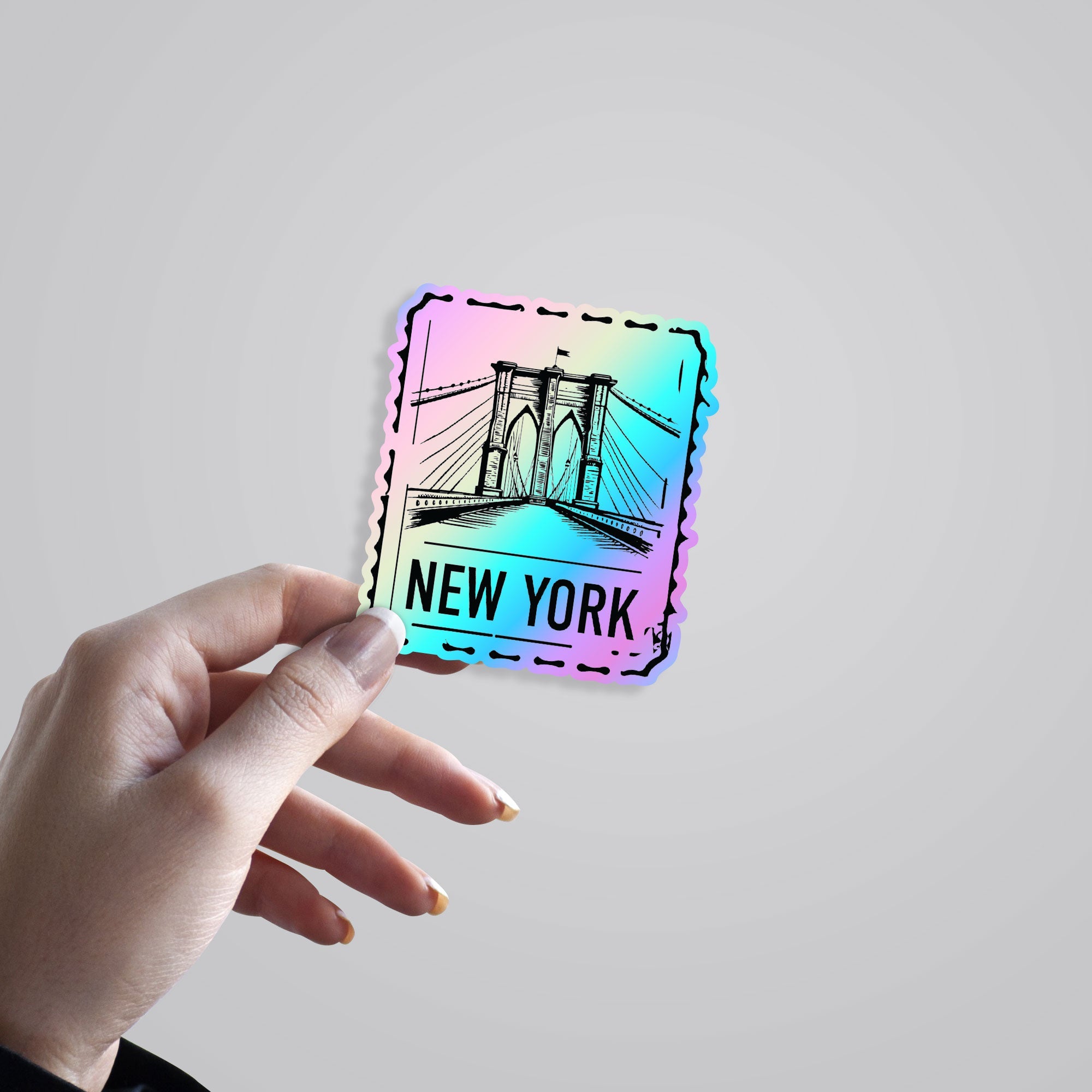 New York Post Stamp Holographic Stickers