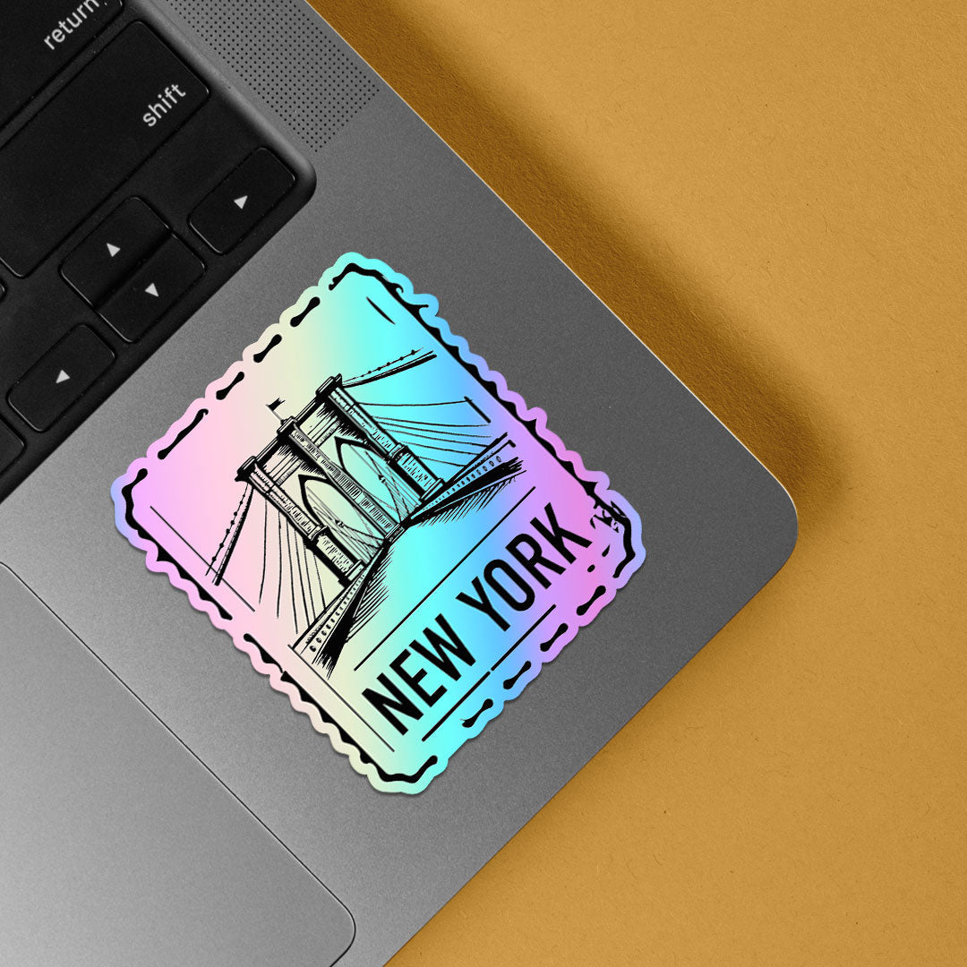 New York Post Stamp Holographic Stickers