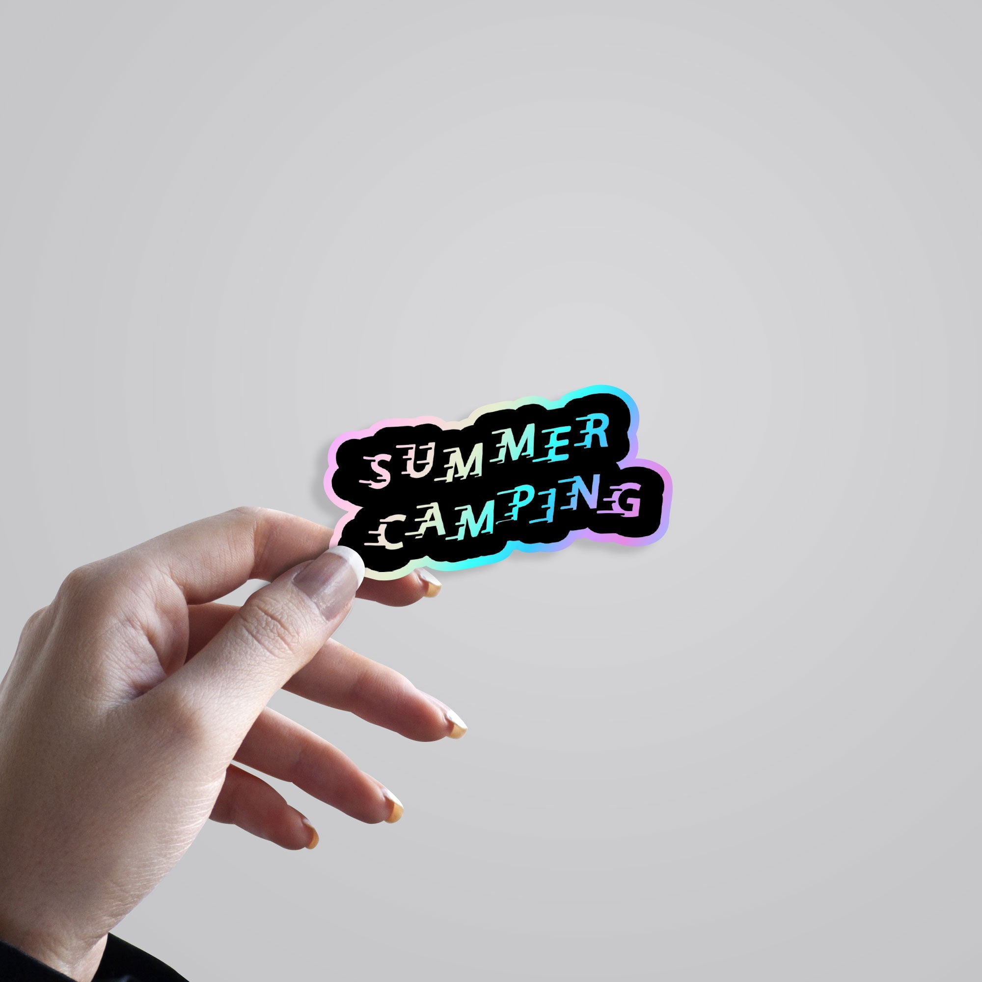 Summer Camping Holographic Stickers