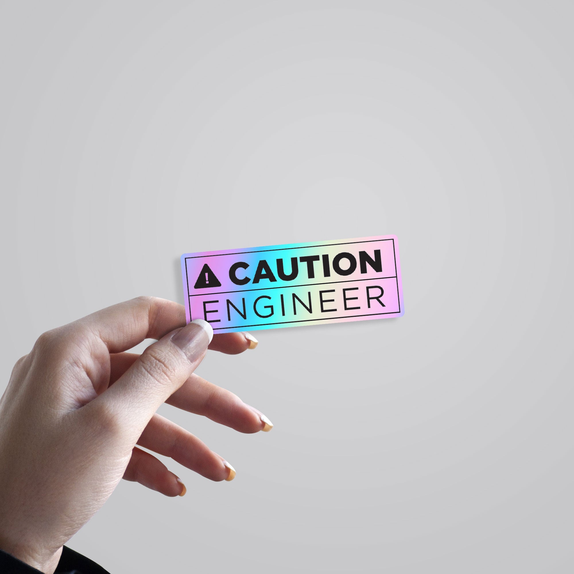 Caution Engineer Holographic Stickers