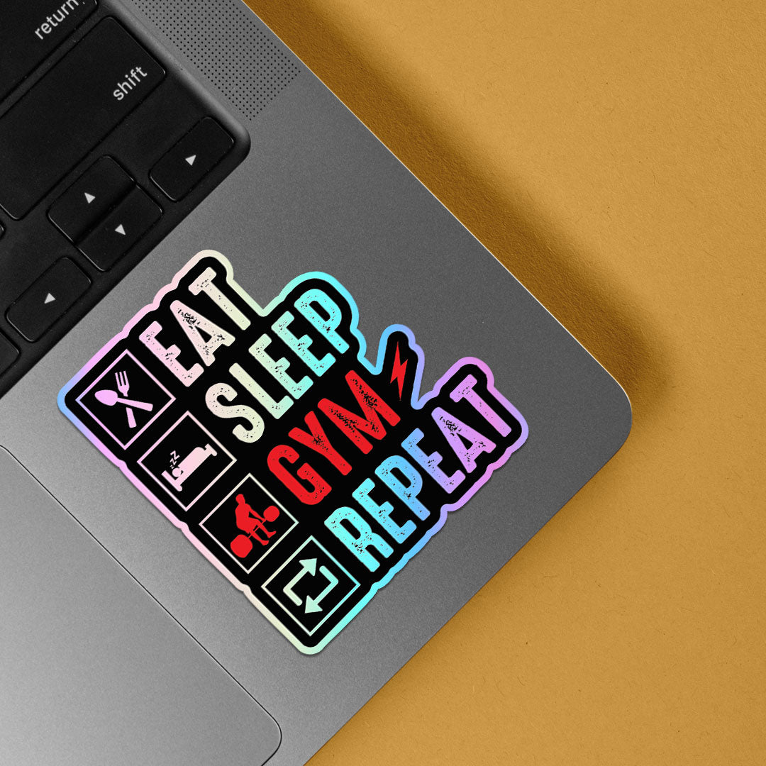 Eat Sleep Gym Repeat Holographic Stickers
