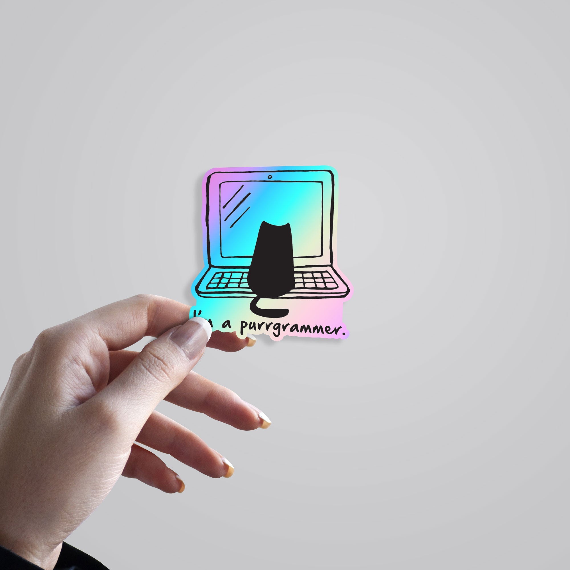 I'm a Purrgrammer Holographic Stickers
