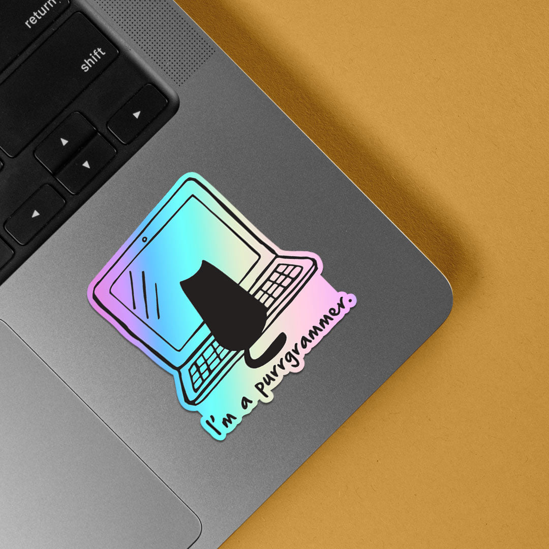 I'm a Purrgrammer Holographic Stickers