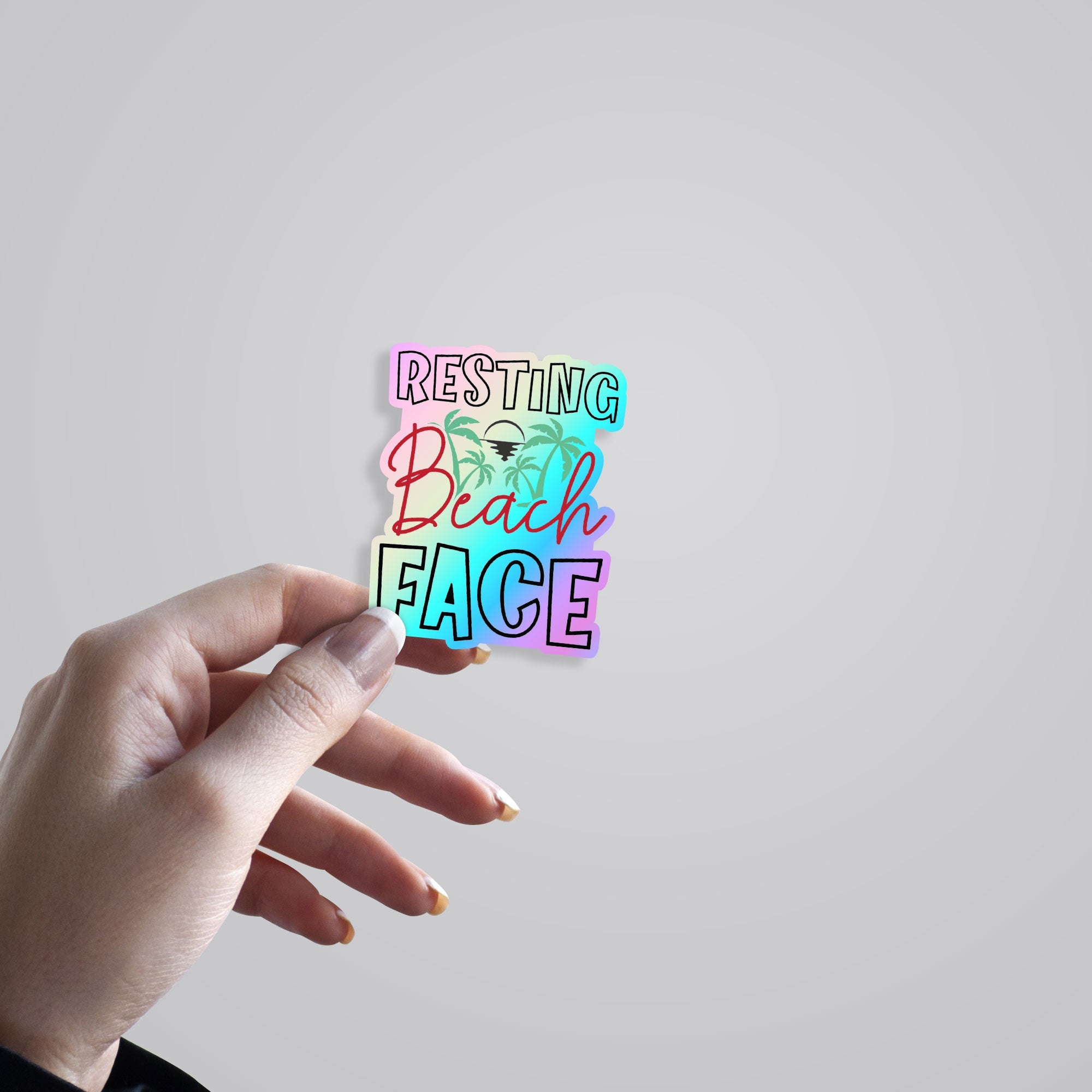 Resting Beach Face Holographic Stickers