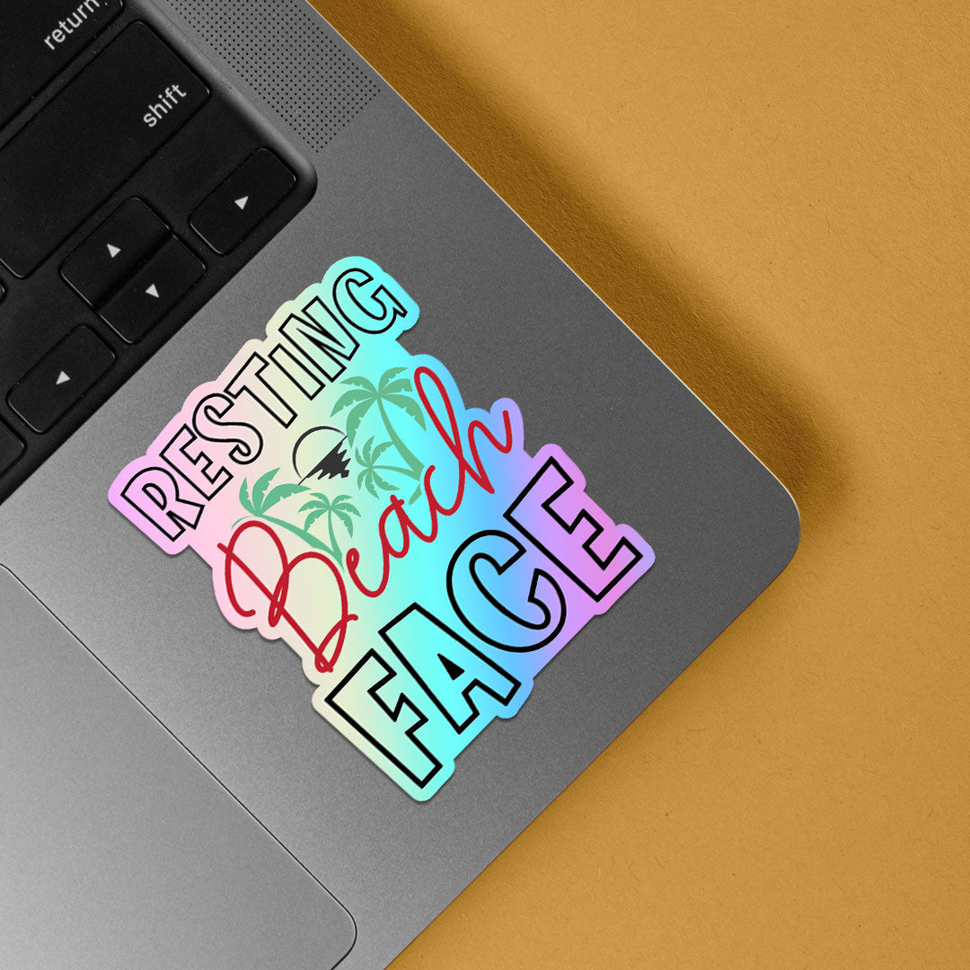 Resting Beach Face Holographic Stickers
