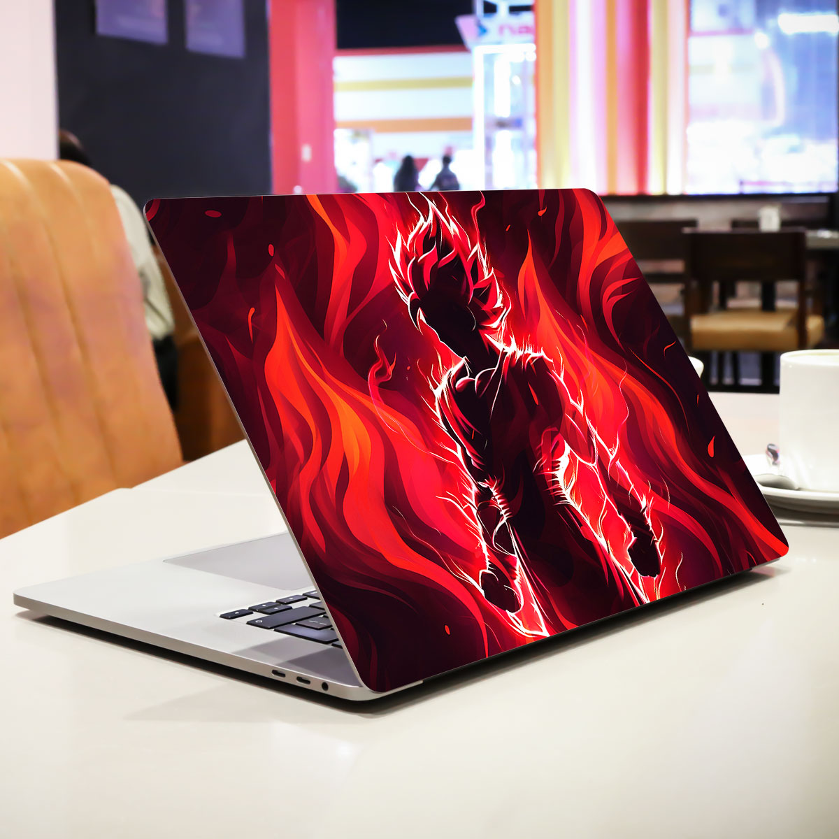 Goku in Fiery Red Anime Laptop Skin