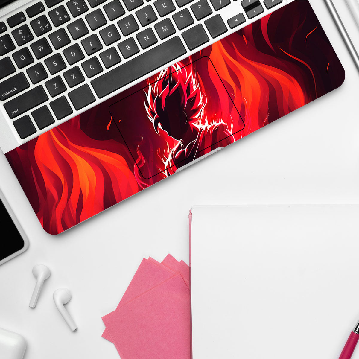 Goku in Fiery Red Anime Laptop Skin