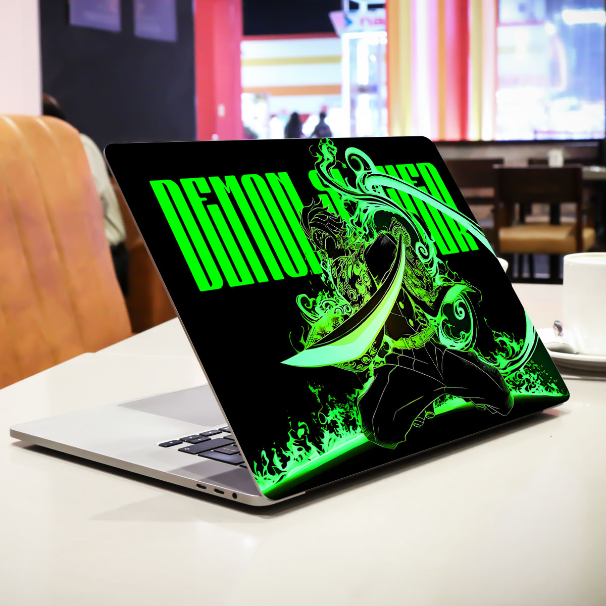 Tanjiro Green Flame Dance Anime Laptop Skin