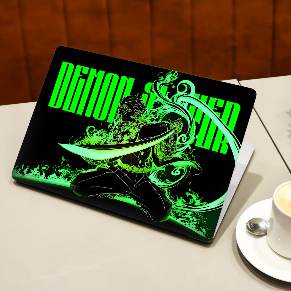 Tanjiro Green Flame Dance Anime Laptop Skin