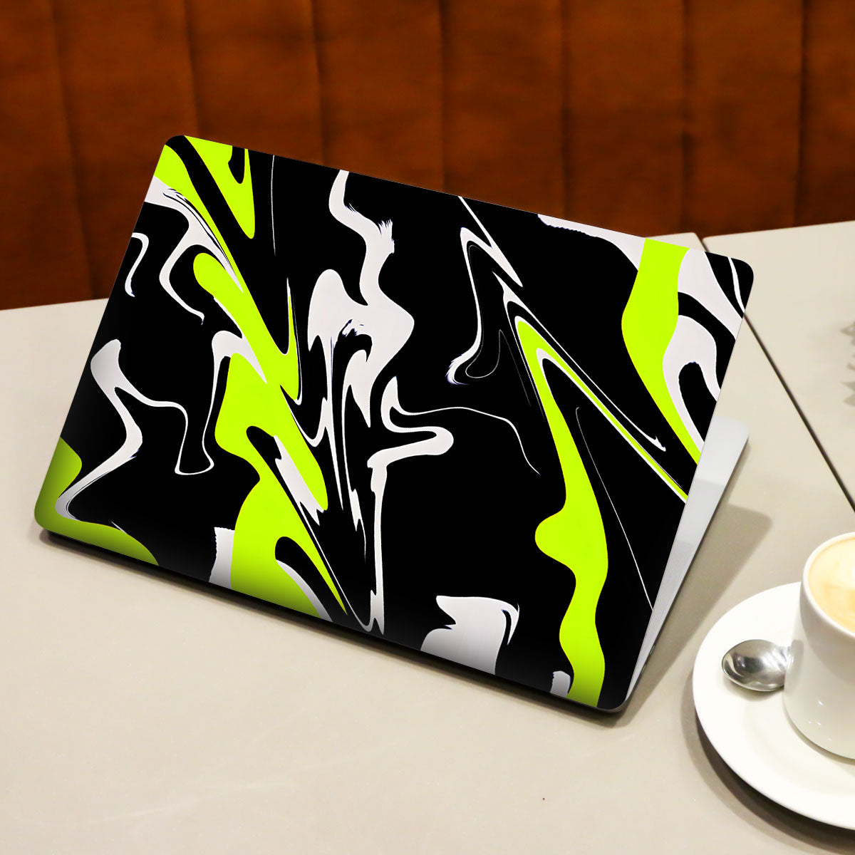 Neon on Black Waves Laptop Skin
