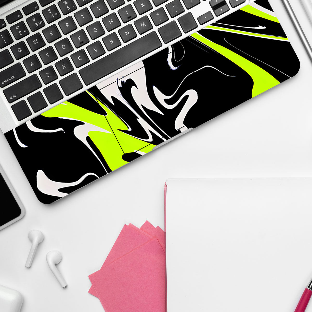 Neon on Black Waves Laptop Skin