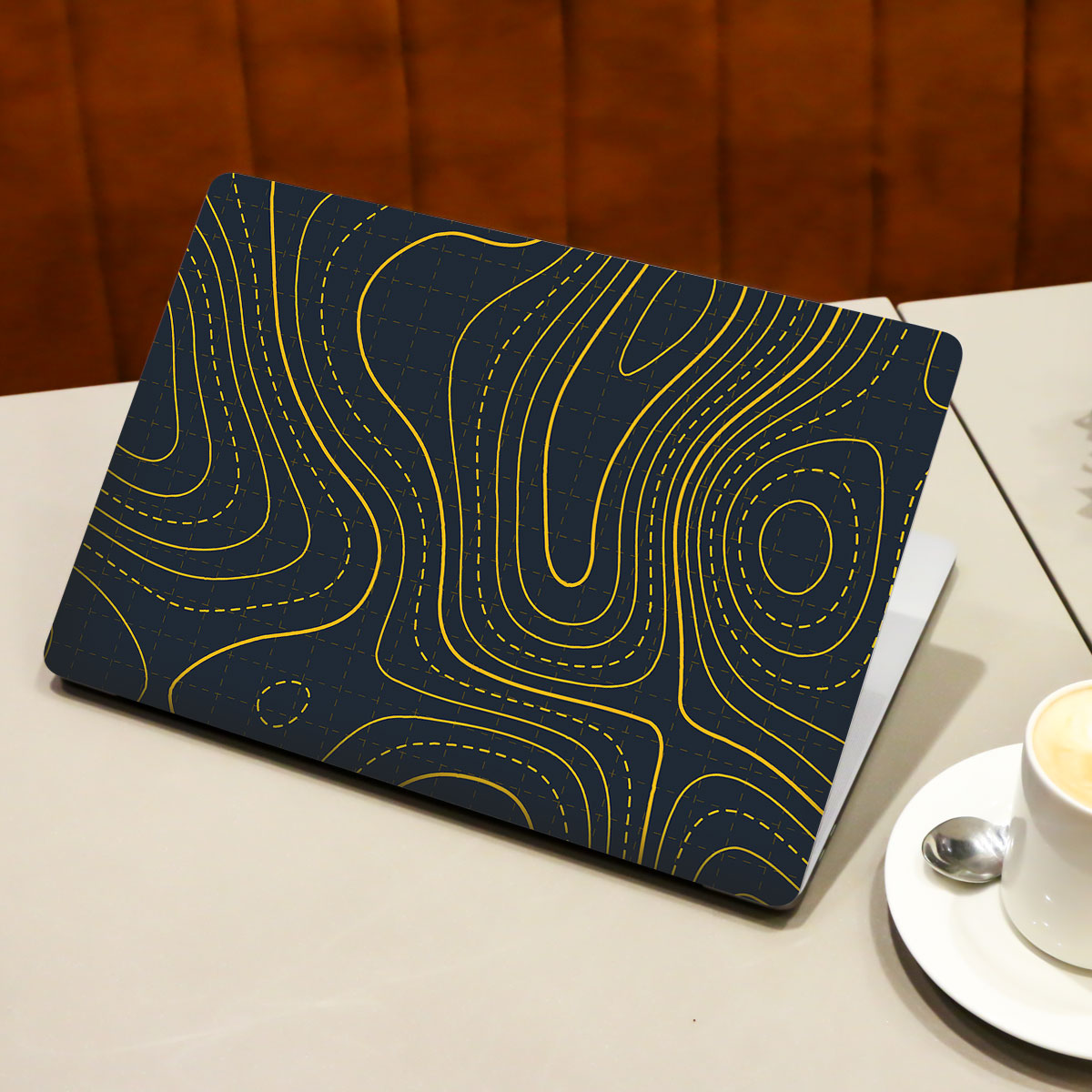 Yellow Contour Lines Laptop Skin