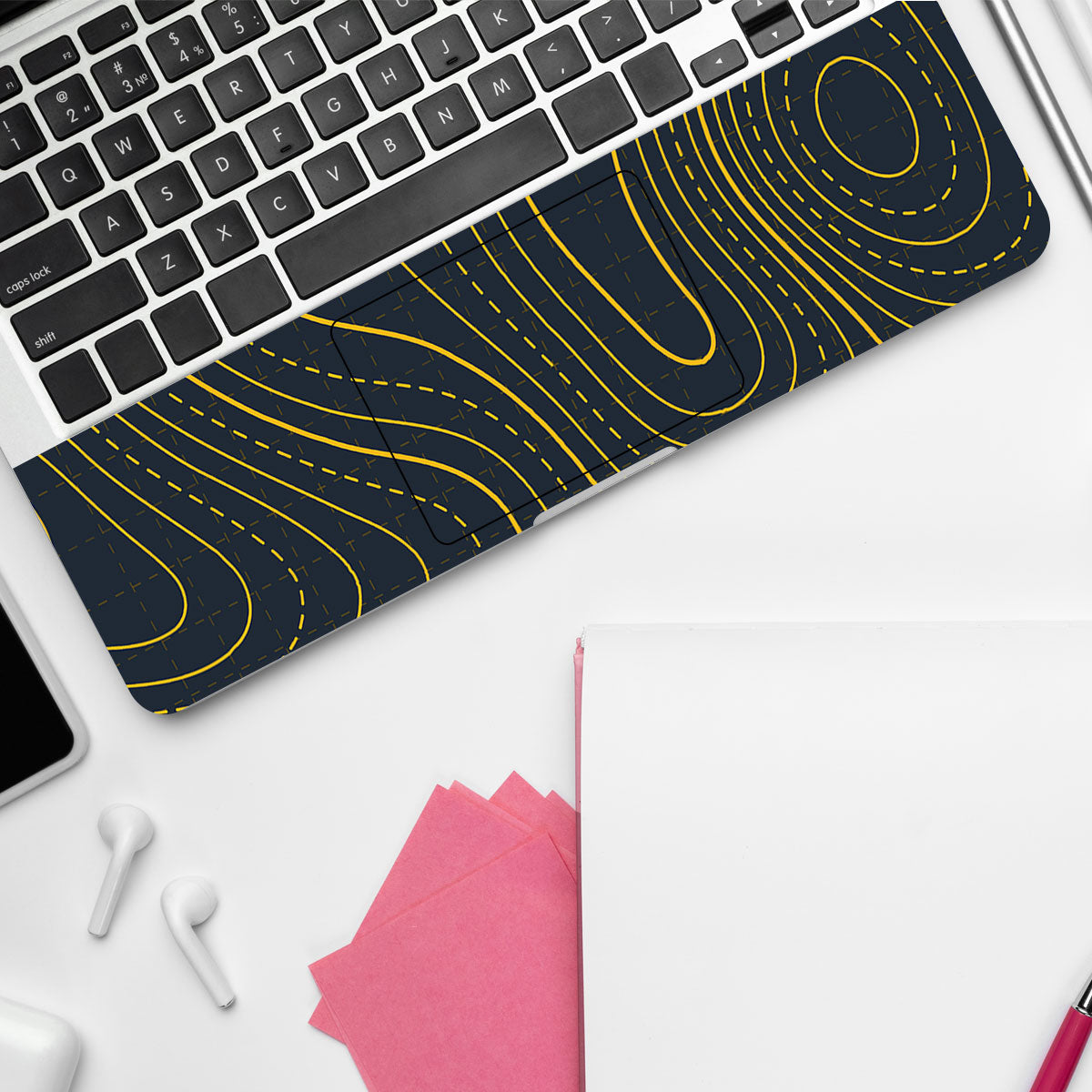 Yellow Contour Lines Laptop Skin