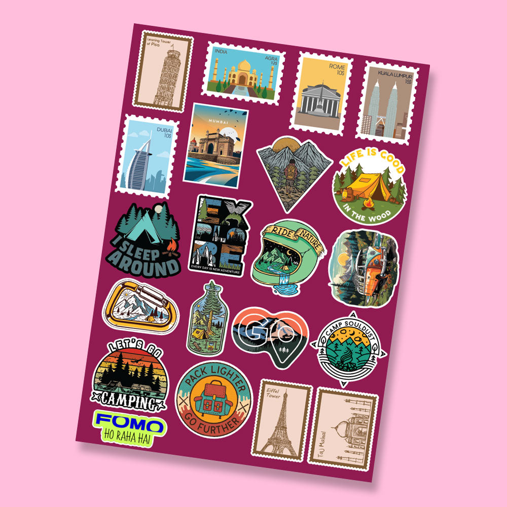 Fomo Store Mini Stickers Travels Explorer Sheet 2