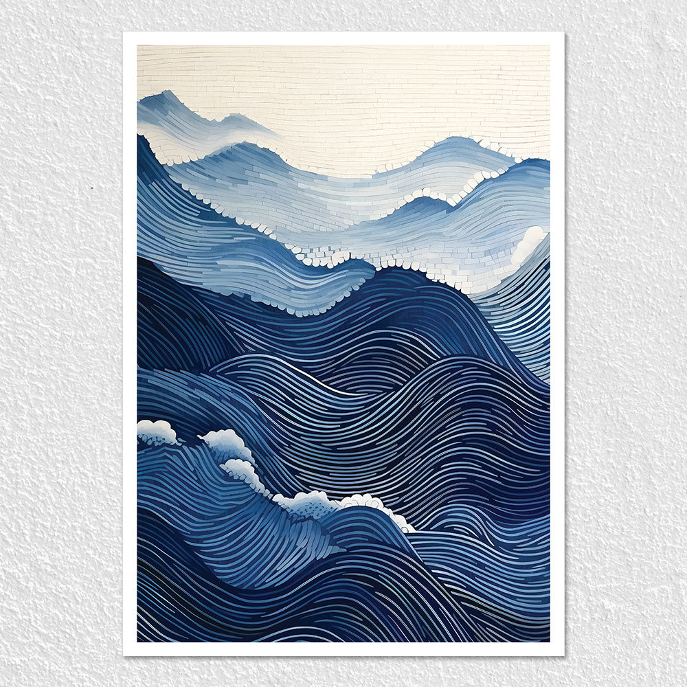 Fomo Store Posters Abstract Blue Wave Pattern