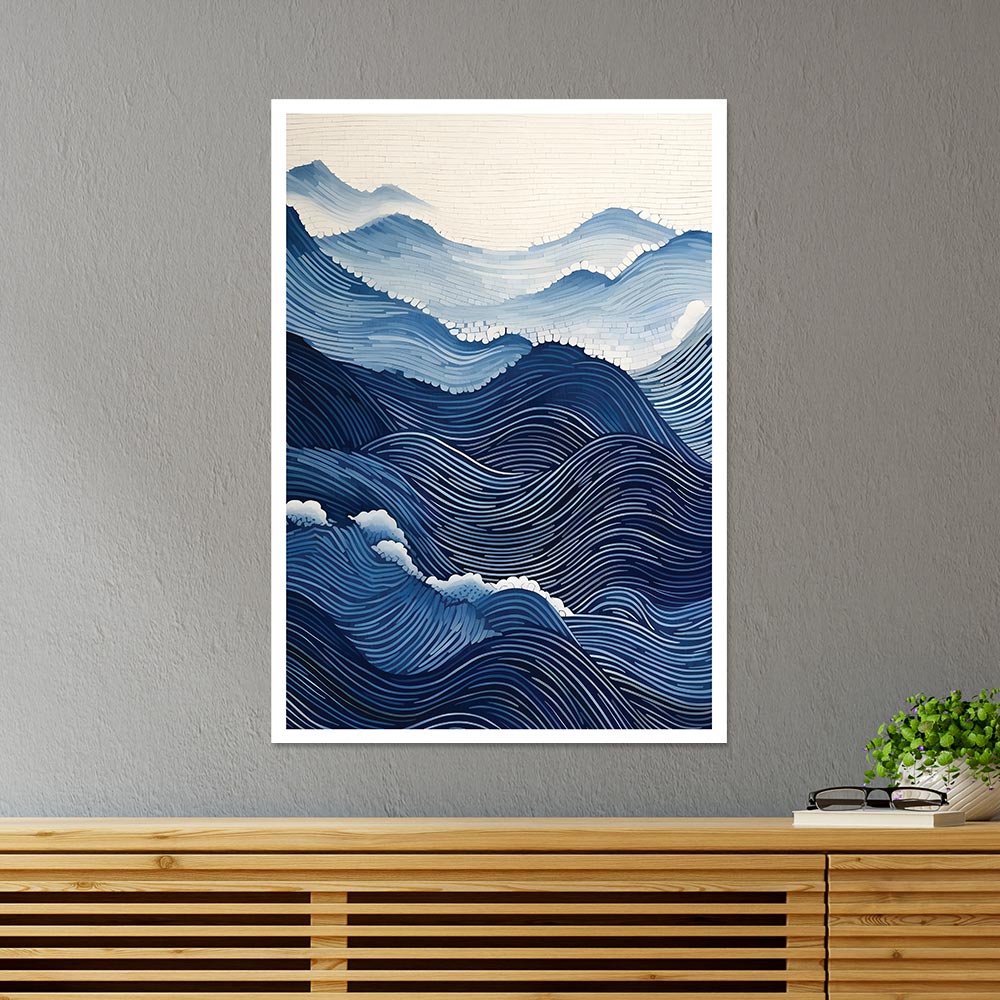 Blue Wave Pattern Abstract Poster