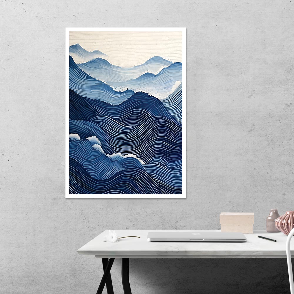 Blue Wave Pattern Abstract Poster