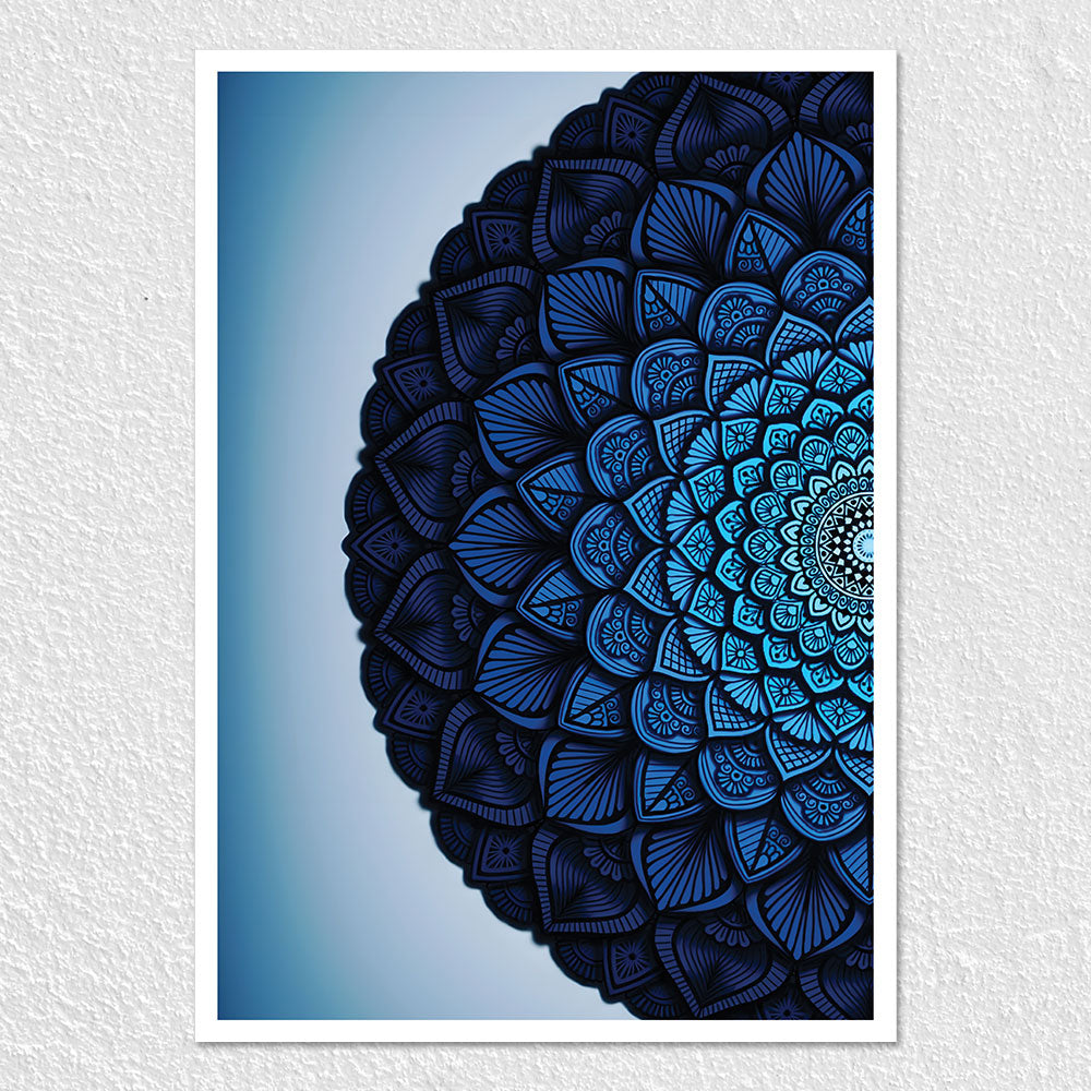 Fomo Store Posters Abstract Navy Blue Mandala Art