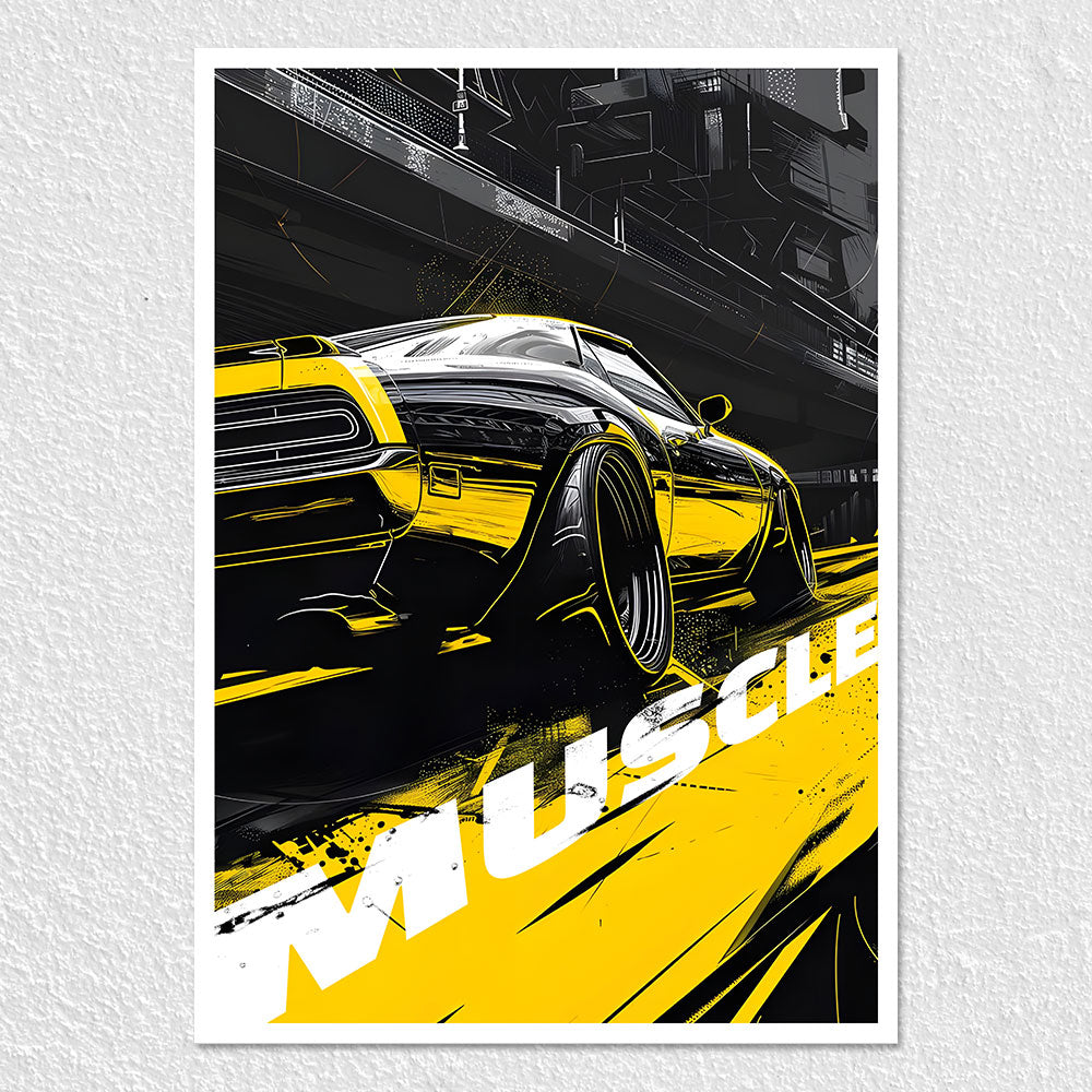 Fomo Store Posters Cars & Bikes Black Muscle Car