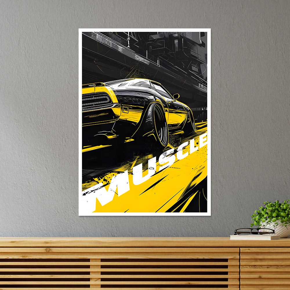 Black Muscle Car Cars & Bikes Poster