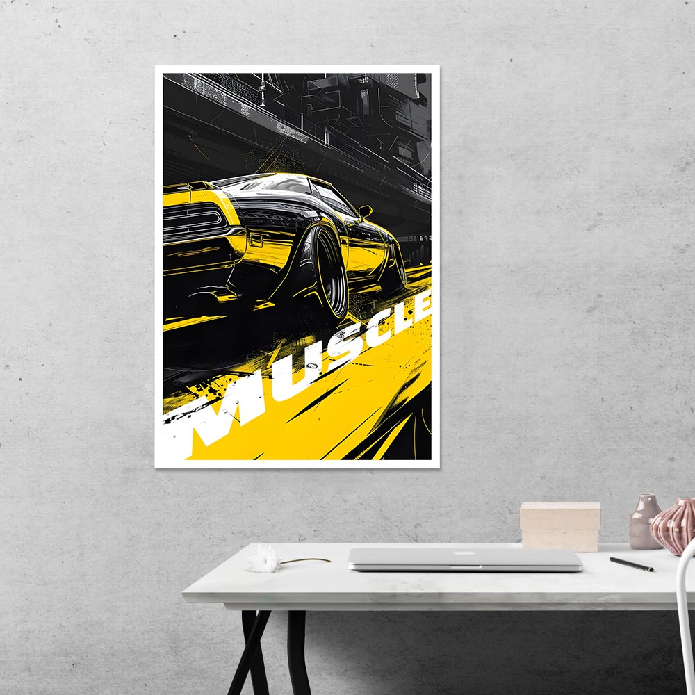 Black Muscle Car Cars & Bikes Poster