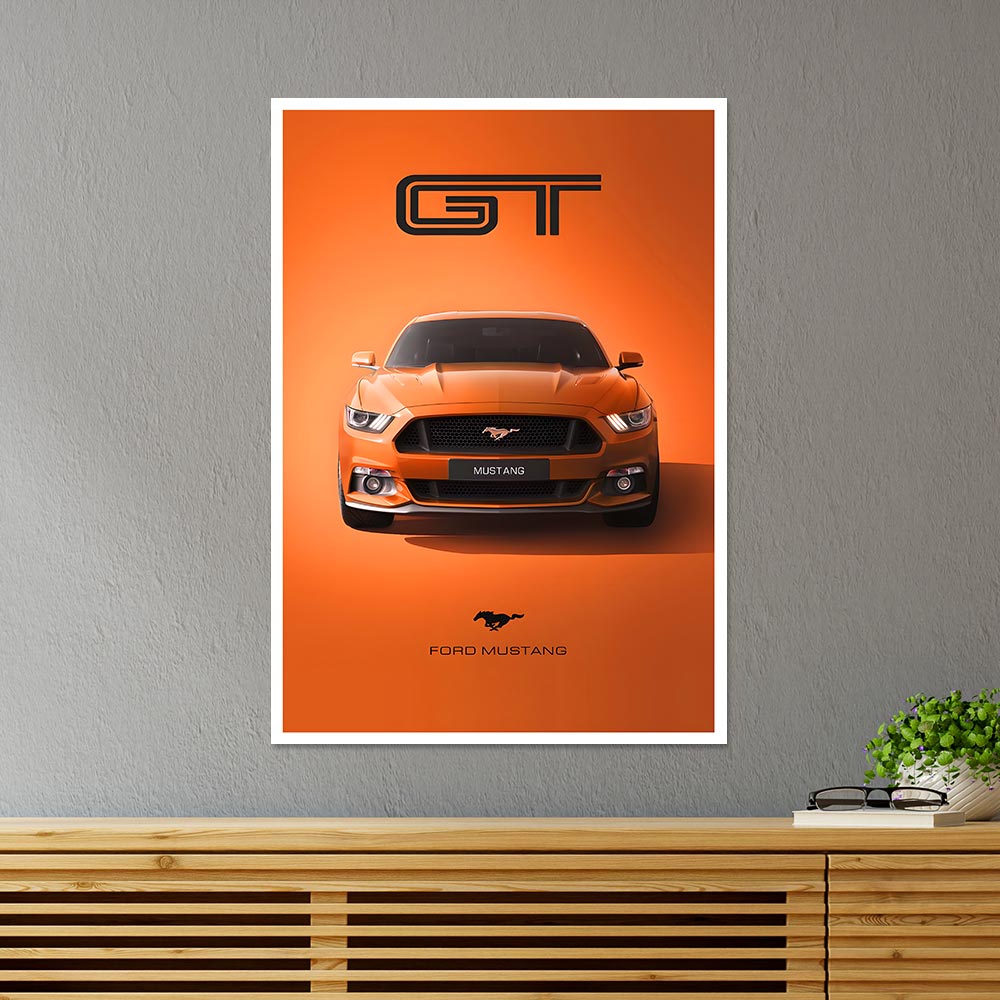 Ember Orange Ford GT Mustang Cars & Bikes Poster