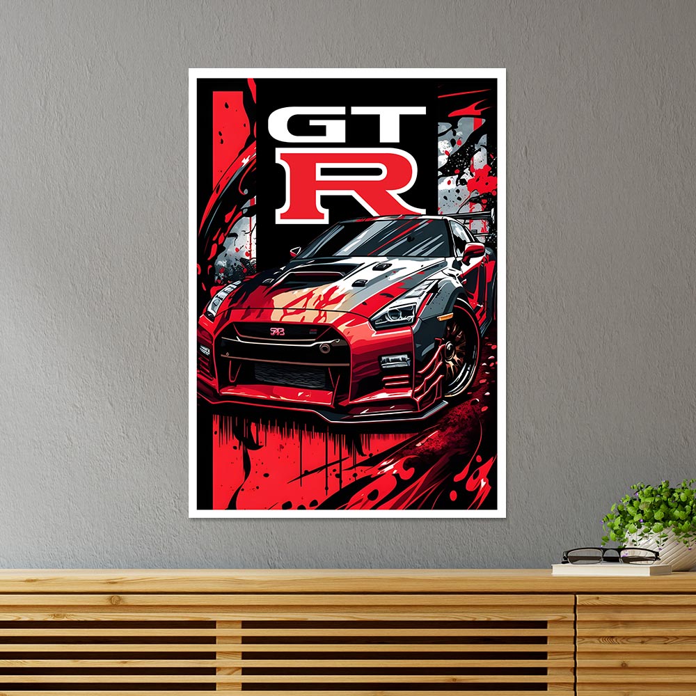 Red GTR Cars & Bikes Poster