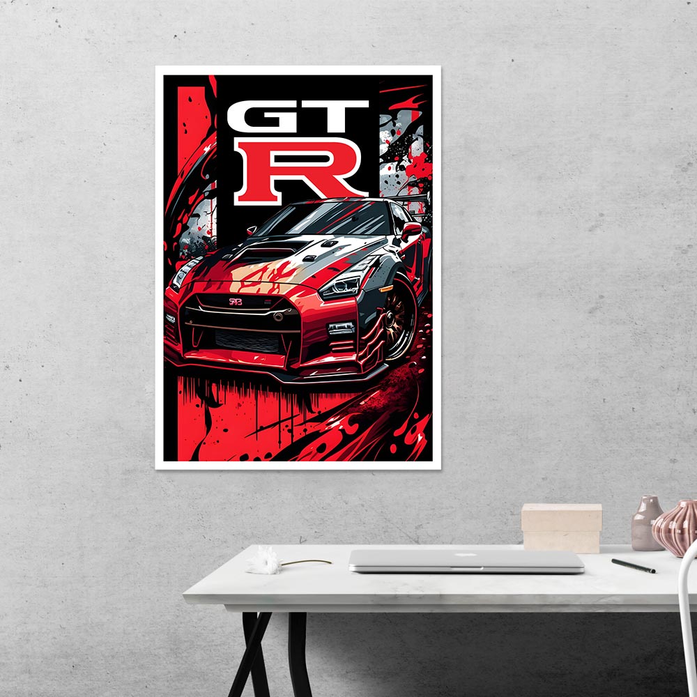 Red GTR Cars & Bikes Poster