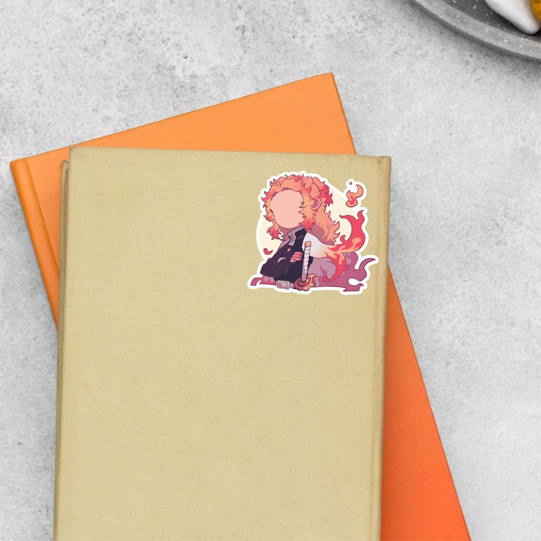 Chibi Rengoku with flames Anime Stickers
