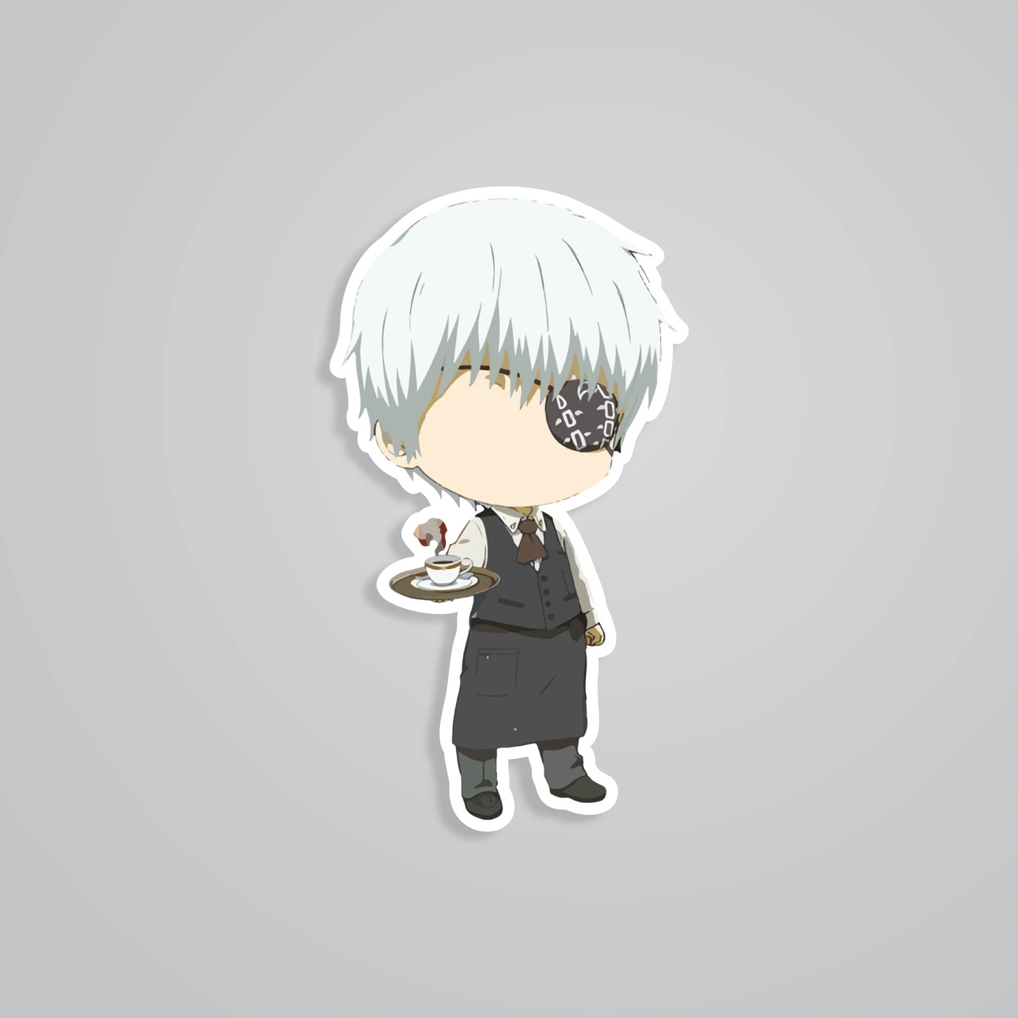 Fomo Store Stickers Anime Kankei Ken White Hair Chibi