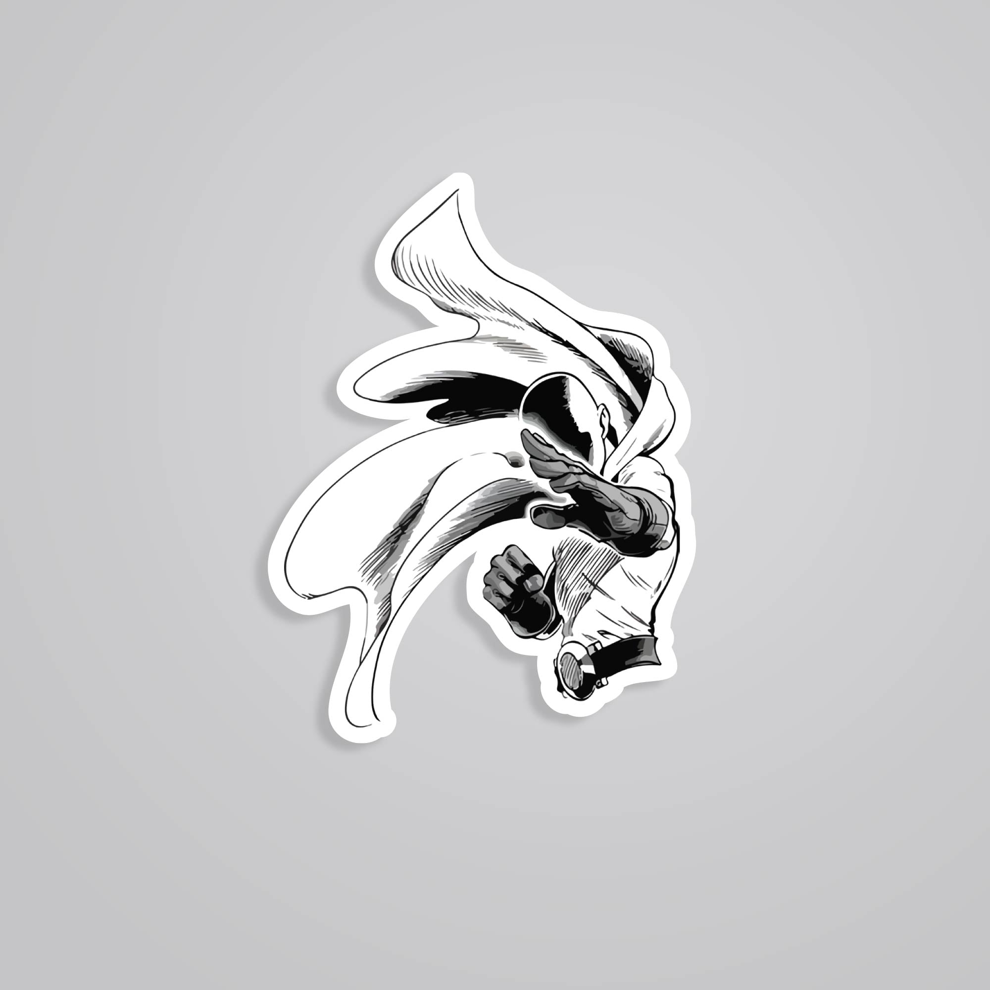Fomo Store Stickers Anime Saitama in black and white