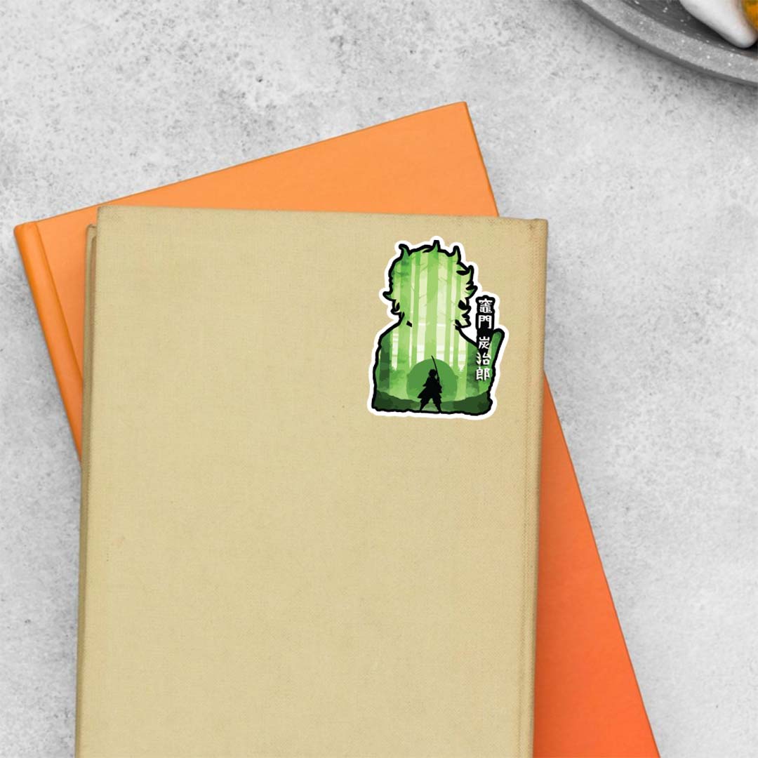 Tanjiro's green forest silhouette Anime Stickers