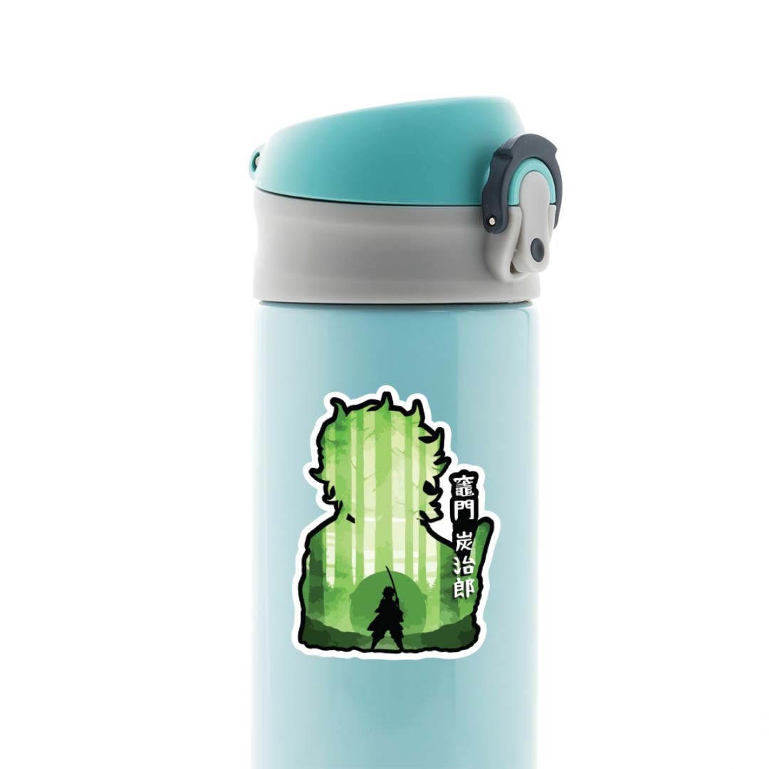 Tanjiro's green forest silhouette Anime Stickers