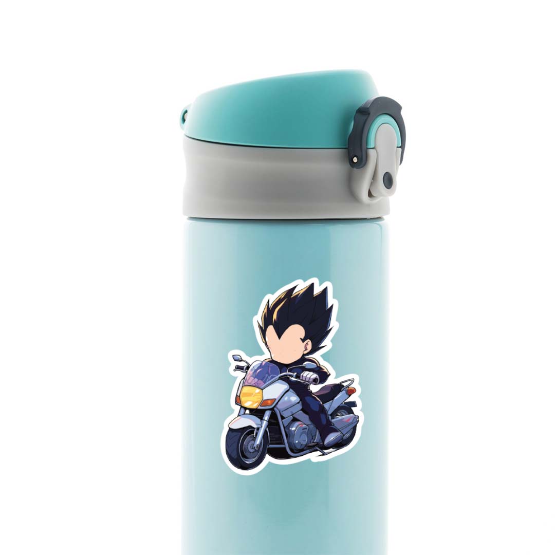 Vegeta Chibi on Bike Anime Stickers