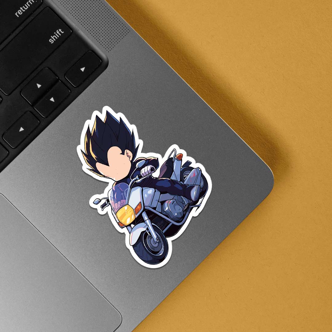 Vegeta Chibi on Bike Anime Stickers