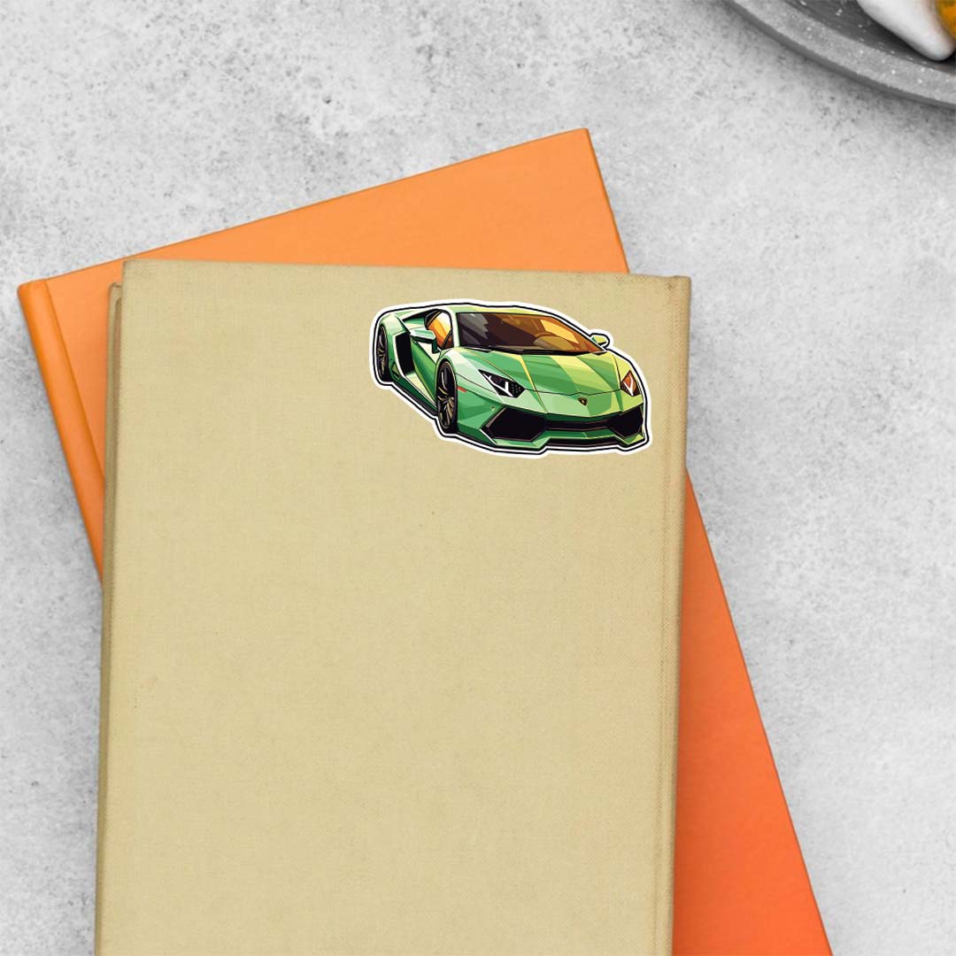 Green Lamborghini Aventador Cars & Bikes Stickers