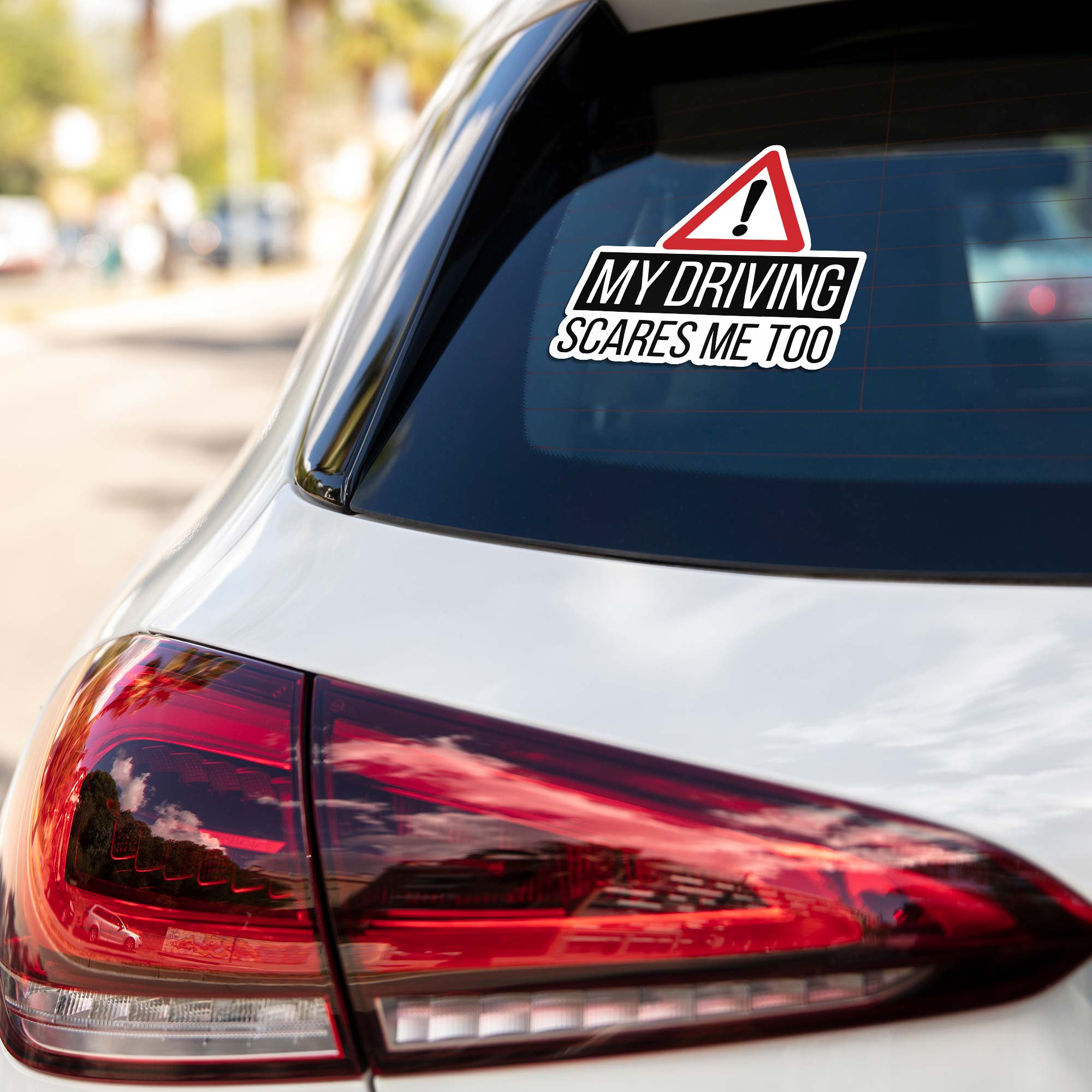 My driving scares me too Cars & Bikes Stickers