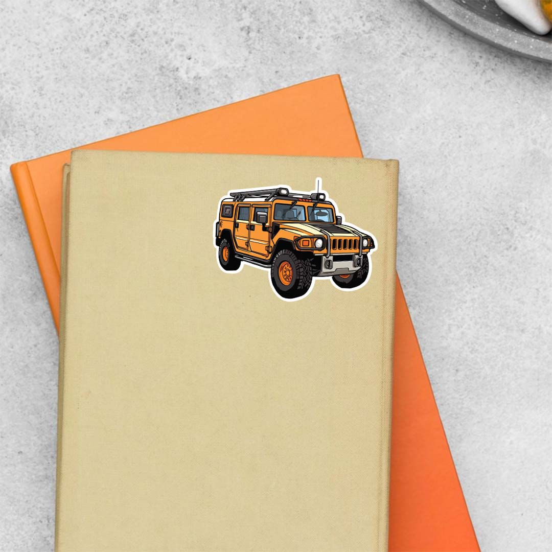Orange Hummer H1 Cars & Bikes Stickers
