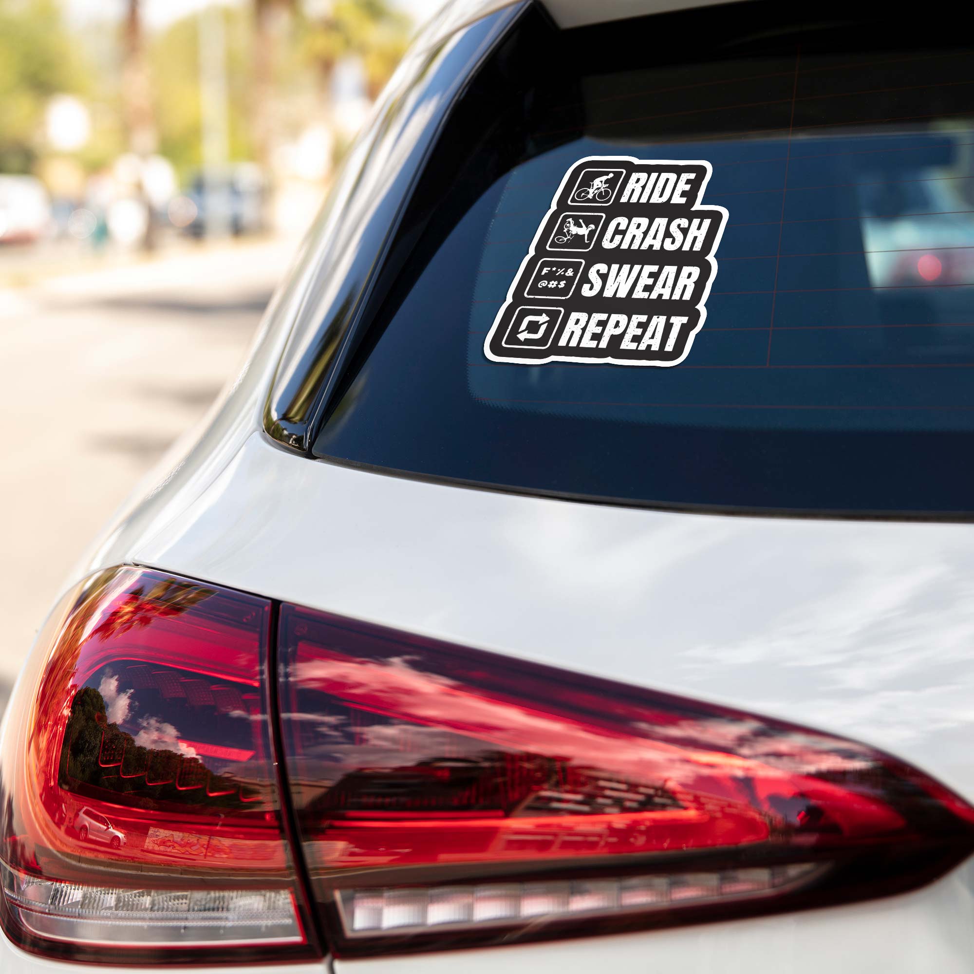 Ride Crash Swear Repeat Cars & Bikes Stickers
