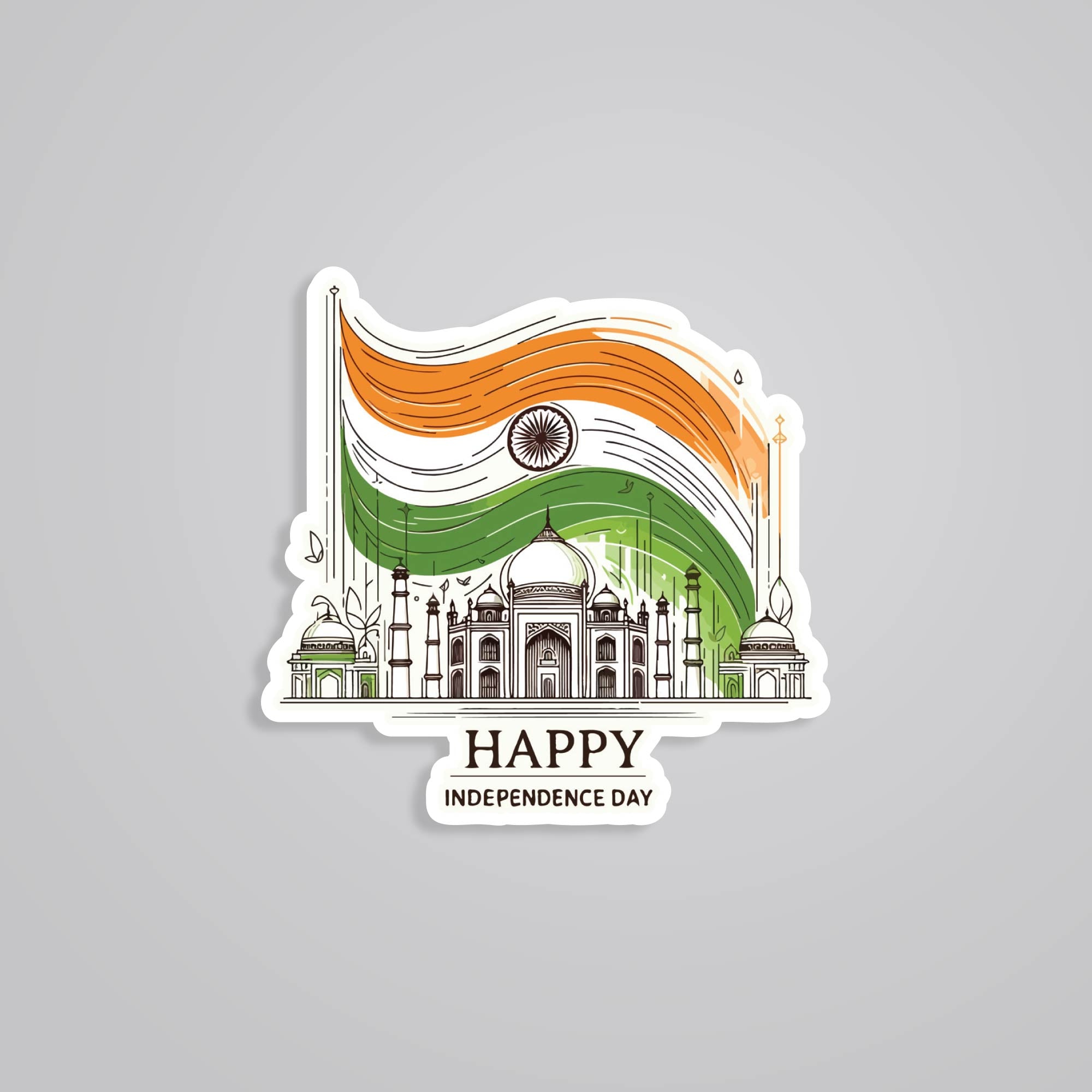 Fomo Store Stickers Casual Independence Day with Flag and Taj Mahal Casual Stickers