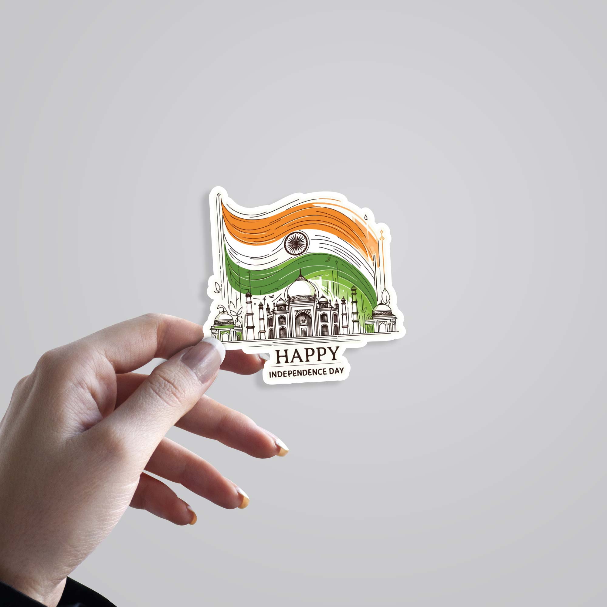 Independence Day with Flag and Taj Mahal Casual Stickers