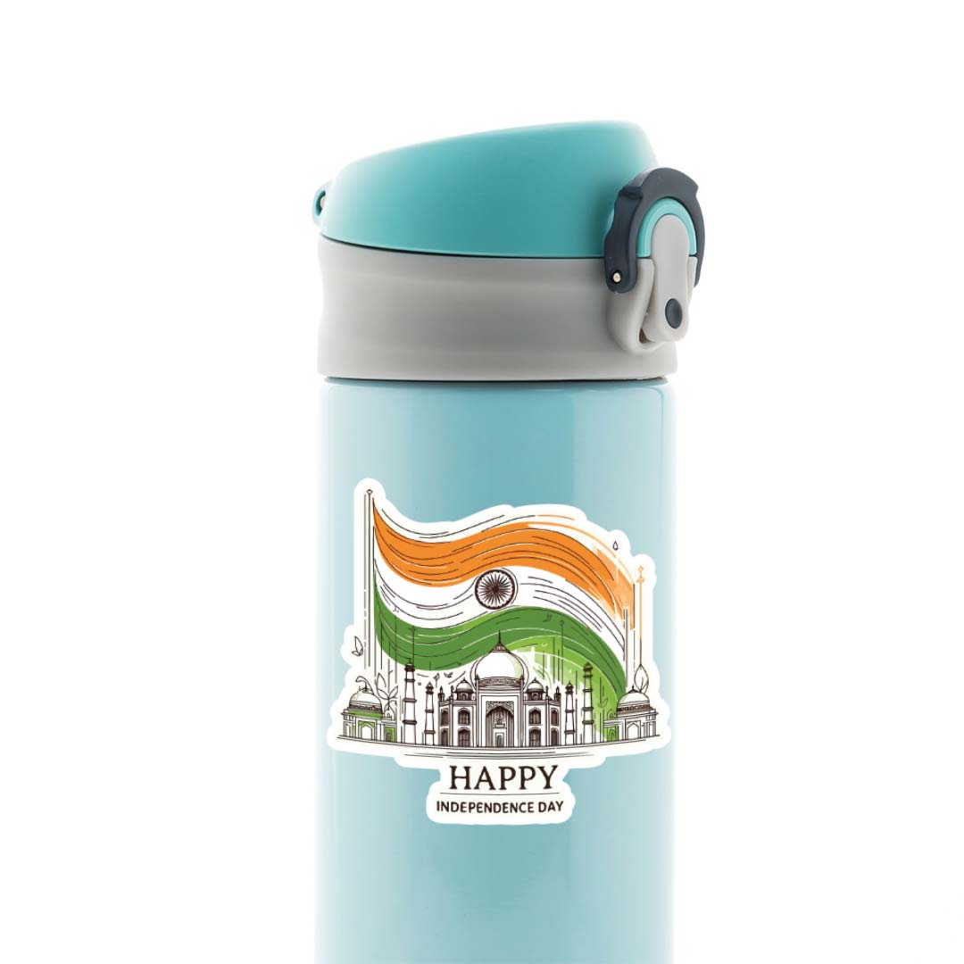 Independence Day with Flag and Taj Mahal Casual Stickers