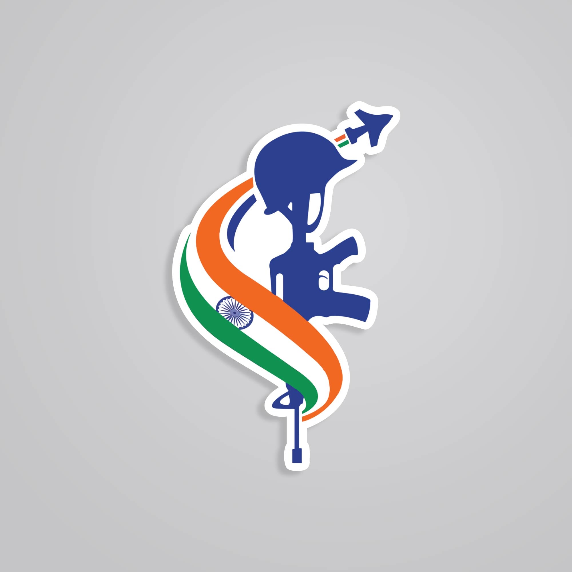 Fomo Store Stickers Casual Indian Flag with Gun Silhouette Casual Stickers