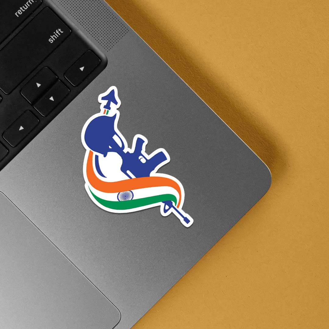 Indian Flag with Gun Silhouette Casual Stickers