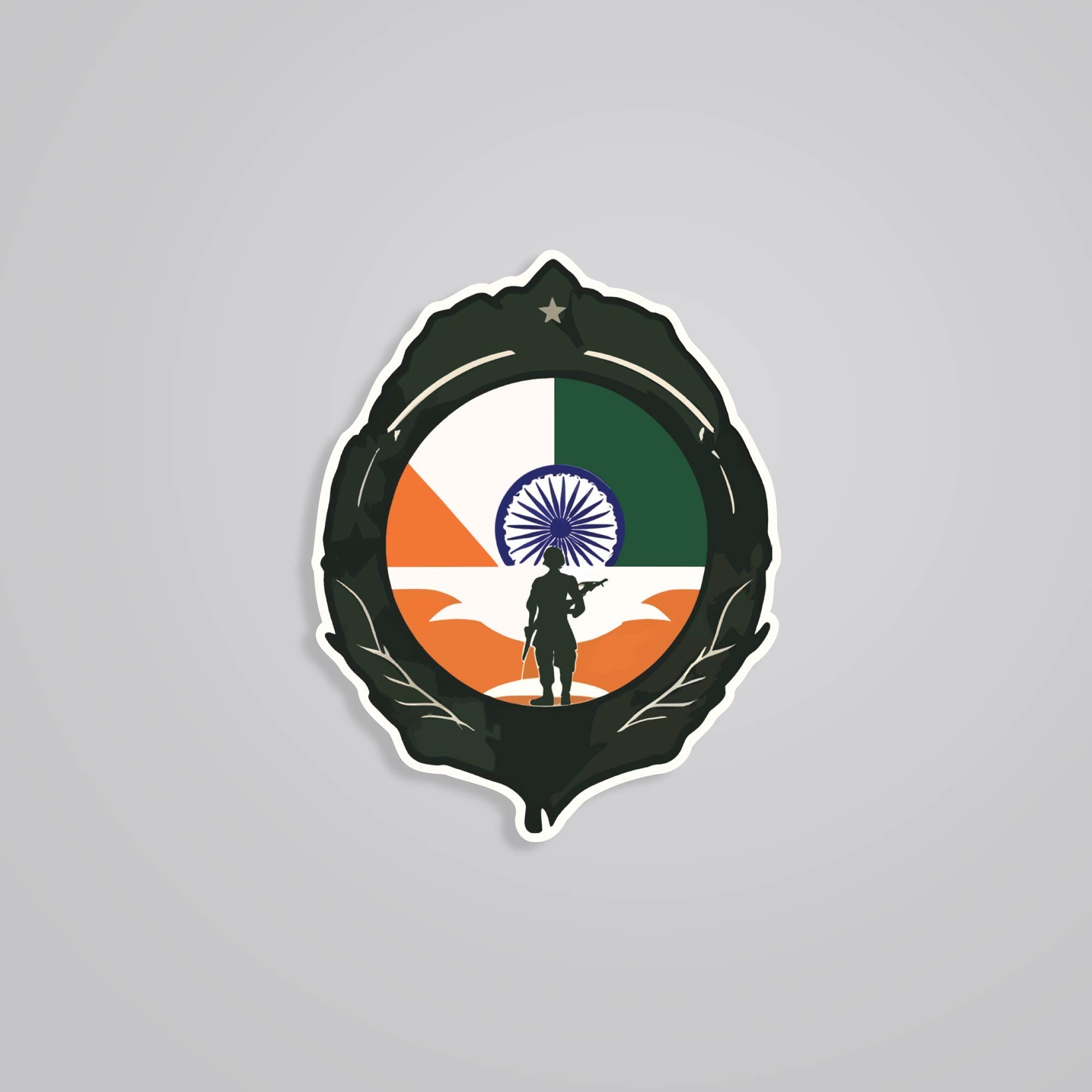Fomo Store Stickers Casual Indian Flag with Soldier Silhouette Casual Stickers